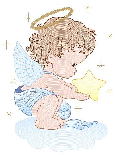 Angel embroidery designs - Religious embroidery design machine embroidery pattern - Angel with wings and halo embroidery file download pes