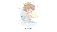 Laden Sie das Bild in den Galerie-Viewer, Angel embroidery designs - Religious embroidery design machine embroidery pattern - Angel with wings and halo embroidery file download pes
