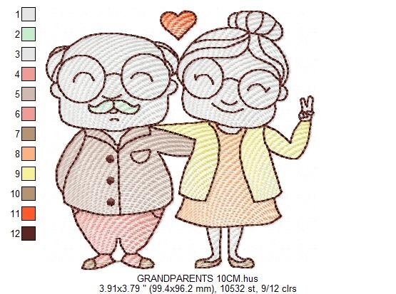 Grandparents embroidery designs - Love Old Couple embroidery design machine embroidery pattern - Grandma and Grandpa - instant download pes Marcia Embroidery