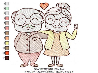 Grandparents embroidery designs - Love Old Couple embroidery design machine embroidery pattern - Grandma and Grandpa - instant download pes Marcia Embroidery