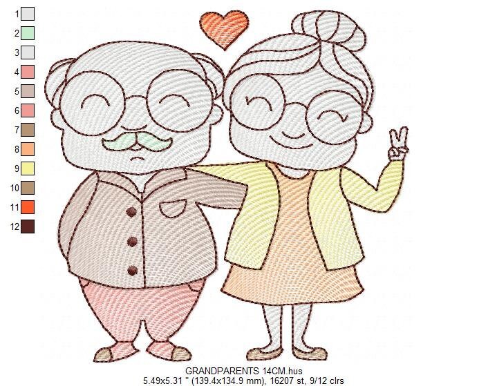 Grandparents embroidery designs - Love Old Couple embroidery design machine embroidery pattern - Grandma and Grandpa - instant download pes Marcia Embroidery