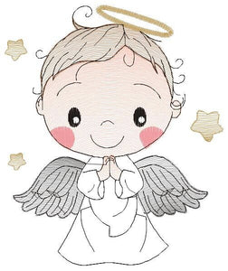 Angel embroidery designs - Baby boy embroidery design machine embroidery pattern - Boy with wings embroidery file - instant download pes jef