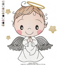 Load image into Gallery viewer, Angel embroidery designs - Baby boy embroidery design machine embroidery pattern - Boy with wings embroidery file - instant download pes jef
