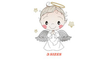 Charger l&#39;image dans la galerie, Angel embroidery designs - Baby boy embroidery design machine embroidery pattern - Boy with wings embroidery file - instant download pes jef
