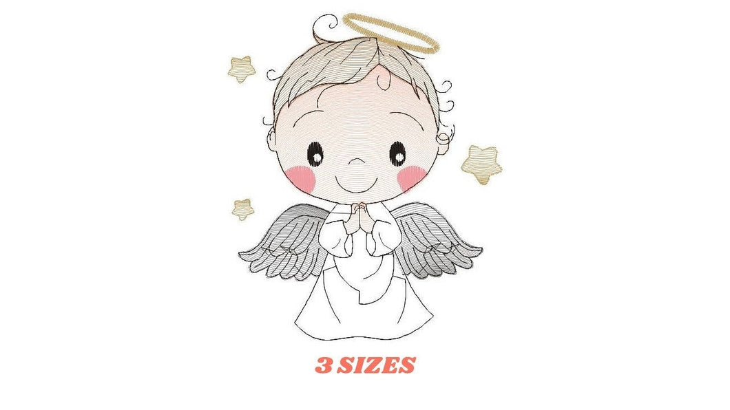 Angel embroidery designs - Baby boy embroidery design machine embroidery pattern - Boy with wings embroidery file - instant download pes jef