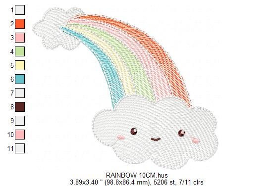 Cloud embroidery design - Rainbow embroidery designs machine embroidery pattern - sky embroidery file - kid embroidery rainbow rippled pes Marcia Embroidery
