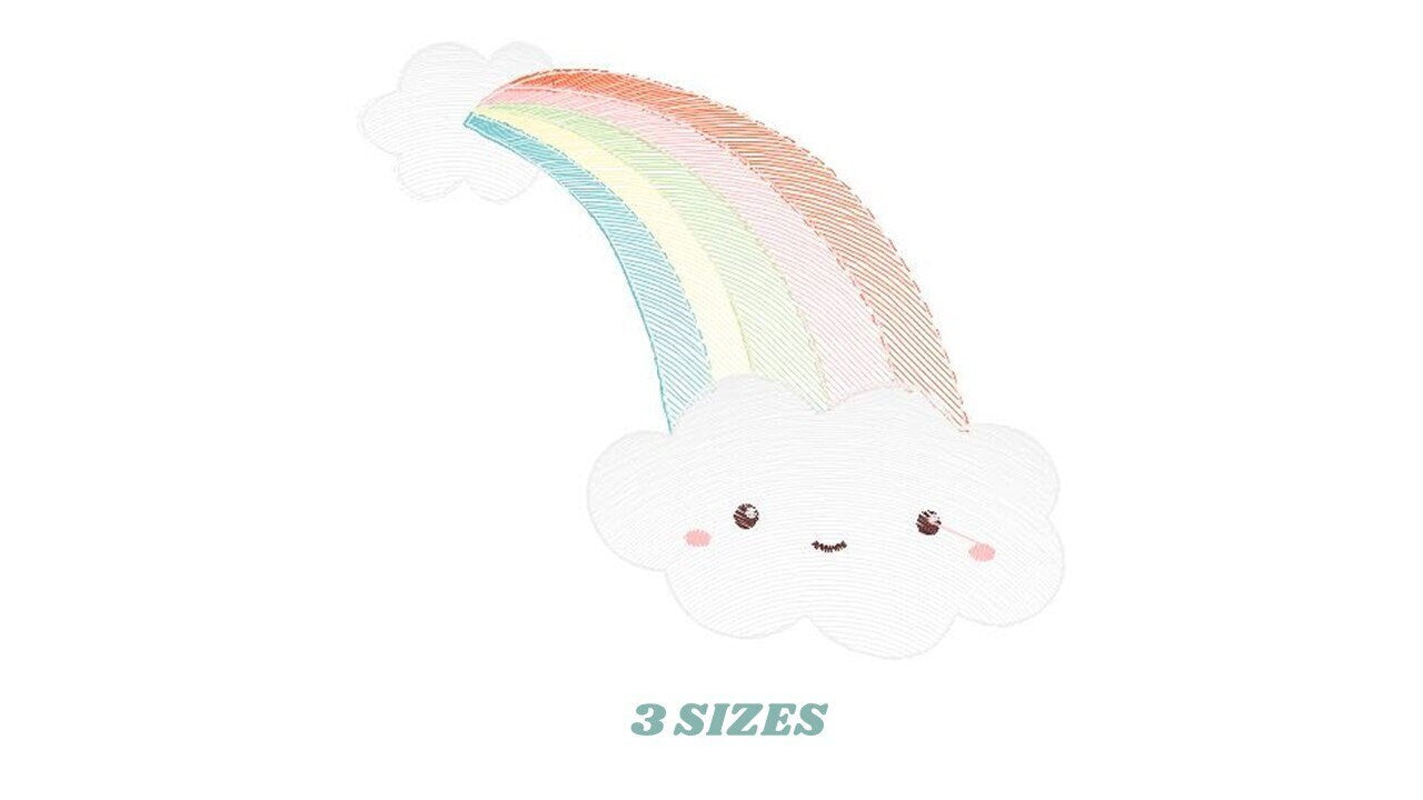 Cloud embroidery design - Rainbow embroidery designs machine embroidery pattern - sky embroidery file - kid embroidery rainbow rippled pes Marcia Embroidery