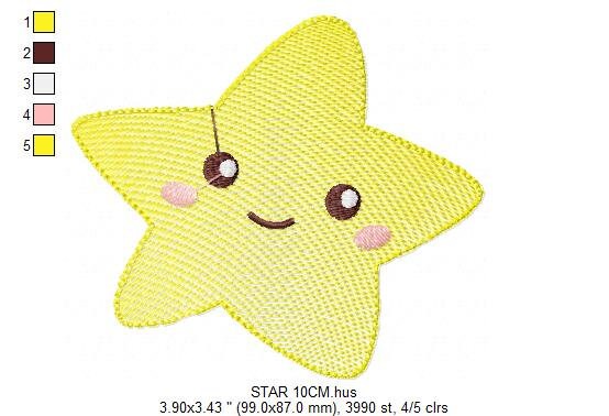 Star embroidery designs - Star with happy face embroidery design machine embroidery pattern - Sky embroidery file - kid embroidery download Marcia Embroidery