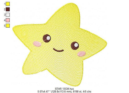 Star embroidery designs - Star with happy face embroidery design machine embroidery pattern - Sky embroidery file - kid embroidery download