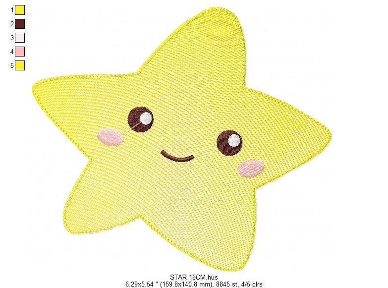 Star embroidery designs - Star with happy face embroidery design machine embroidery pattern - Sky embroidery file - kid embroidery download Marcia Embroidery