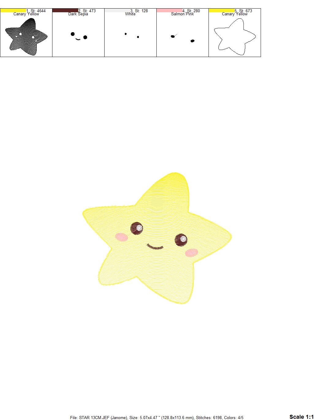 Star embroidery designs - Star with happy face embroidery design machine embroidery pattern - Sky embroidery file - kid embroidery download