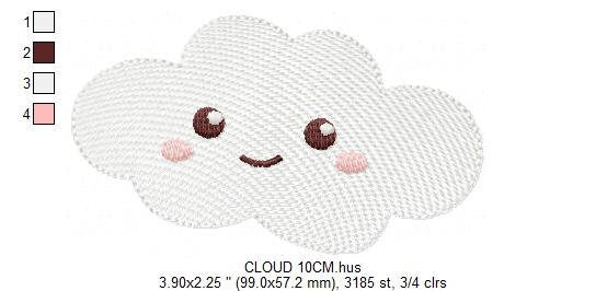 Cloud embroidery design - happy cloud with face embroidery designs machine embroidery pattern - sky embroidery file - kid embroidery pes jef Marcia Embroidery