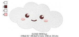 Cloud embroidery design - happy cloud with face embroidery designs machine embroidery pattern - sky embroidery file - kid embroidery pes jef