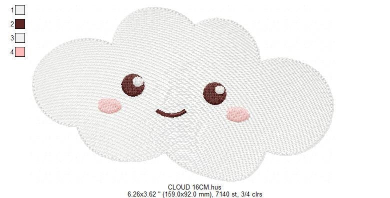 Cloud embroidery design - happy cloud with face embroidery designs machine embroidery pattern - sky embroidery file - kid embroidery pes jef Marcia Embroidery