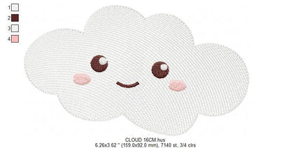 Cloud embroidery design - happy cloud with face embroidery designs machine embroidery pattern - sky embroidery file - kid embroidery pes jef Marcia Embroidery