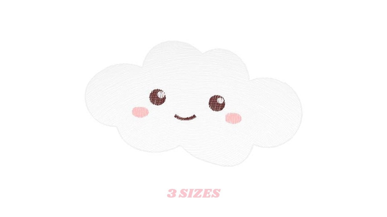 Cloud embroidery design - happy cloud with face embroidery designs machine embroidery pattern - sky embroidery file - kid embroidery pes jef Marcia Embroidery
