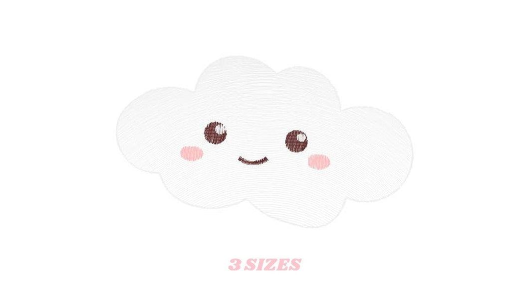 Cloud embroidery design - happy cloud with face embroidery designs machine embroidery pattern - sky embroidery file - kid embroidery pes jef