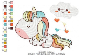 Unicorn embroidery designs - Baby Girl embroidery design machine embroidery pattern - Fantasy embroidery - newborn layette unicorn design