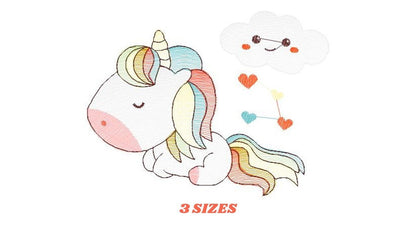 Unicorn embroidery designs - Baby Girl embroidery design machine embroidery pattern - Fantasy embroidery - newborn layette unicorn design Marcia Embroidery