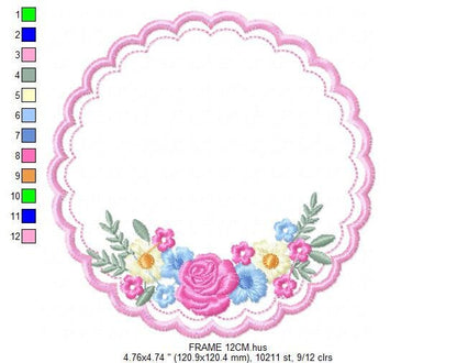 Frame embroidery designs - Flower embroidery design machine embroidery pattern - Rose embroidery file girl embroidery - roses frame design Marcia Embroidery