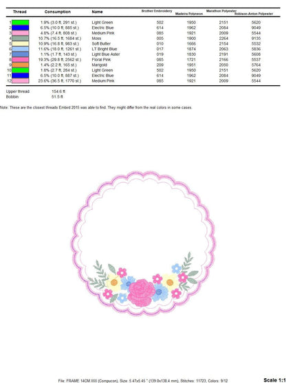 Frame embroidery designs - Flower embroidery design machine embroidery pattern - Rose embroidery file girl embroidery - roses frame design Marcia Embroidery