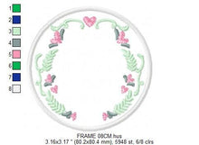 Load image into Gallery viewer, Floral Monogram Frame embroidery designs - Flower Laurel wreath embroidery design machine embroidery pattern - instant digital download pes
