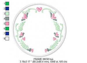 Floral Monogram Frame embroidery designs - Flower Laurel wreath embroidery design machine embroidery pattern - instant digital download pes