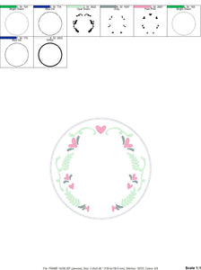 Floral Monogram Frame embroidery designs - Flower Laurel wreath embroidery design machine embroidery pattern - instant digital download pes