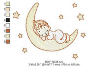 Load image into Gallery viewer, Angel embroidery designs - Boy in moon embroidery design machine embroidery pattern - Angel in the moon embroidery file - sleeping boy
