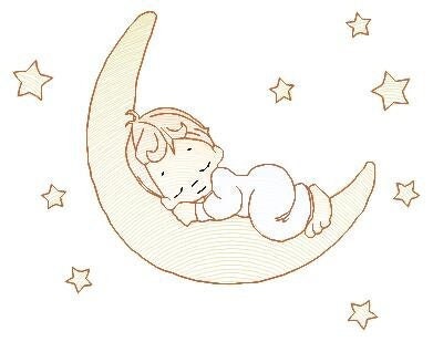 Angel embroidery designs - Boy in moon embroidery design machine embroidery pattern - Angel in the moon embroidery file - sleeping boy