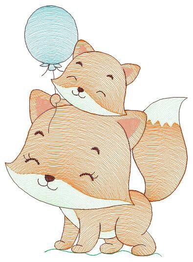 Fox mum with baby boy embroidery designs - Red Fox embroidery design machine embroidery pattern - Animal embroidery file - Baby boy design Marcia Embroidery