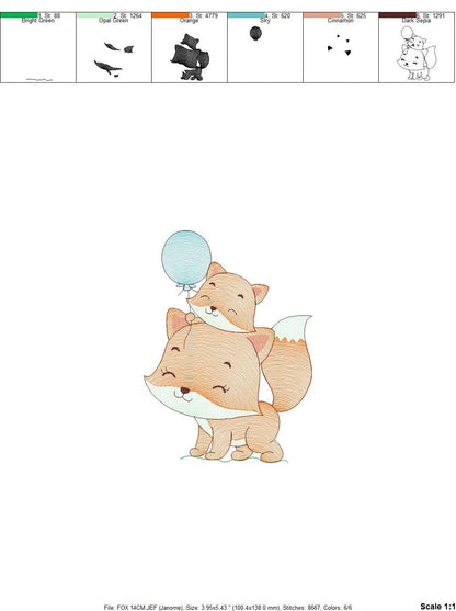 Fox mum with baby boy embroidery designs - Red Fox embroidery design machine embroidery pattern - Animal embroidery file - Baby boy design Marcia Embroidery