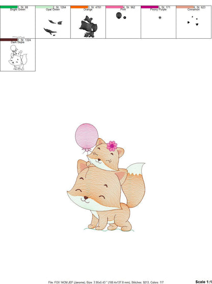 Dad Fox with female cub embroidery designs - Red Fox embroidery design machine embroidery pattern - Animal embroidery file - pes download - Marcia Embroidery