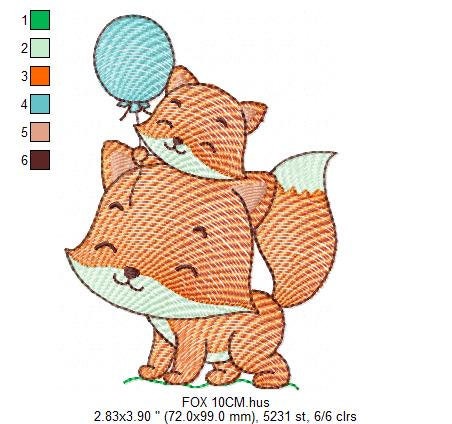 Dad Fox embroidery designs - Red Fox with male cub machine embroidery pattern - Animal family file - Baby boy and girl file - Instant download pes jef