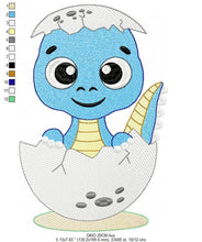 Charger l&#39;image dans la galerie, Baby Dinosaur embroidery designs - Dino embroidery design machine embroidery pattern - Dragon embroidery file - Dinosaur egg boy embroidery
