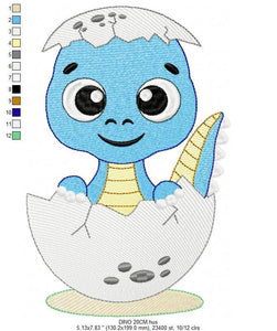 Baby Dinosaur embroidery designs - Dino embroidery design machine embroidery pattern - Dragon embroidery file - Dinosaur egg boy embroidery