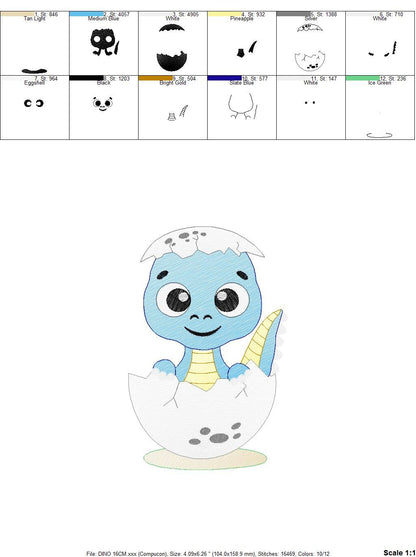 Baby Dinosaur embroidery designs - Dino embroidery design machine embroidery pattern - Dragon embroidery file - Dinosaur egg boy embroidery