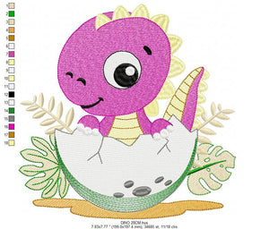 Baby Dinosaur embroidery designs - Dino embroidery design machine embroidery pattern - Dragon embroidery file - Dinosaur egg boy embroidery