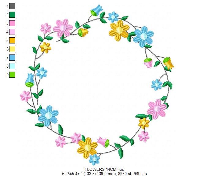 Monogram Frame embroidery designs - Flower embroidery design machine embroidery pattern - Floral wreath embroidery file - digital download