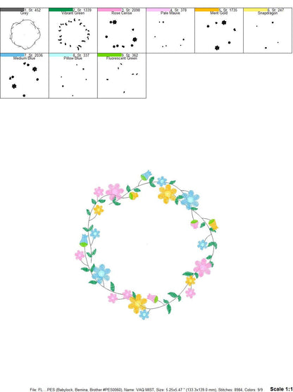 Monogram Frame embroidery designs - Flower embroidery design machine embroidery pattern - Floral wreath embroidery file - digital download