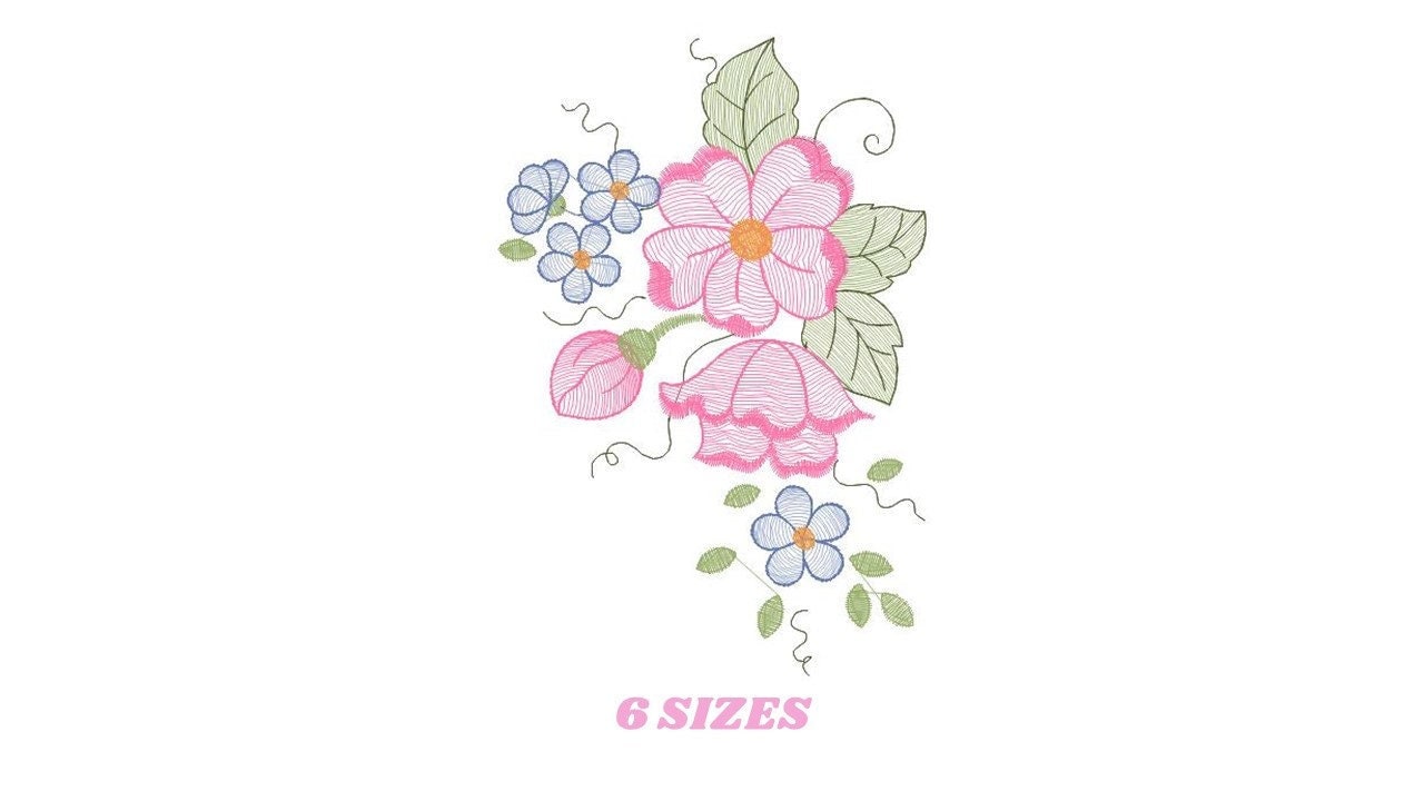 Flowers embroidery designs - Flower embroidery design machine embroidery pattern - Floral embroidery file - instant download digital file - Marcia Embroidery