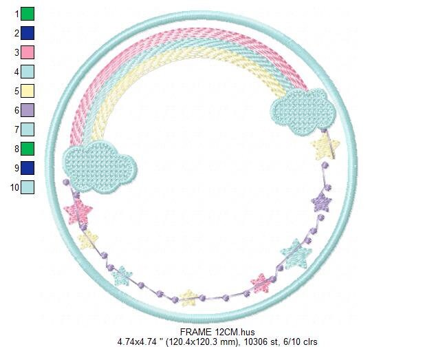 Rainbow Monogram Frame embroidery designs - Stars frame embroidery design machine embroidery pattern - Patch embroidery download pes jef hus - Marcia Embroidery