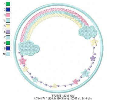 Rainbow Monogram Frame embroidery designs - Stars frame embroidery design machine embroidery pattern - Patch embroidery download pes jef hus - Marcia Embroidery
