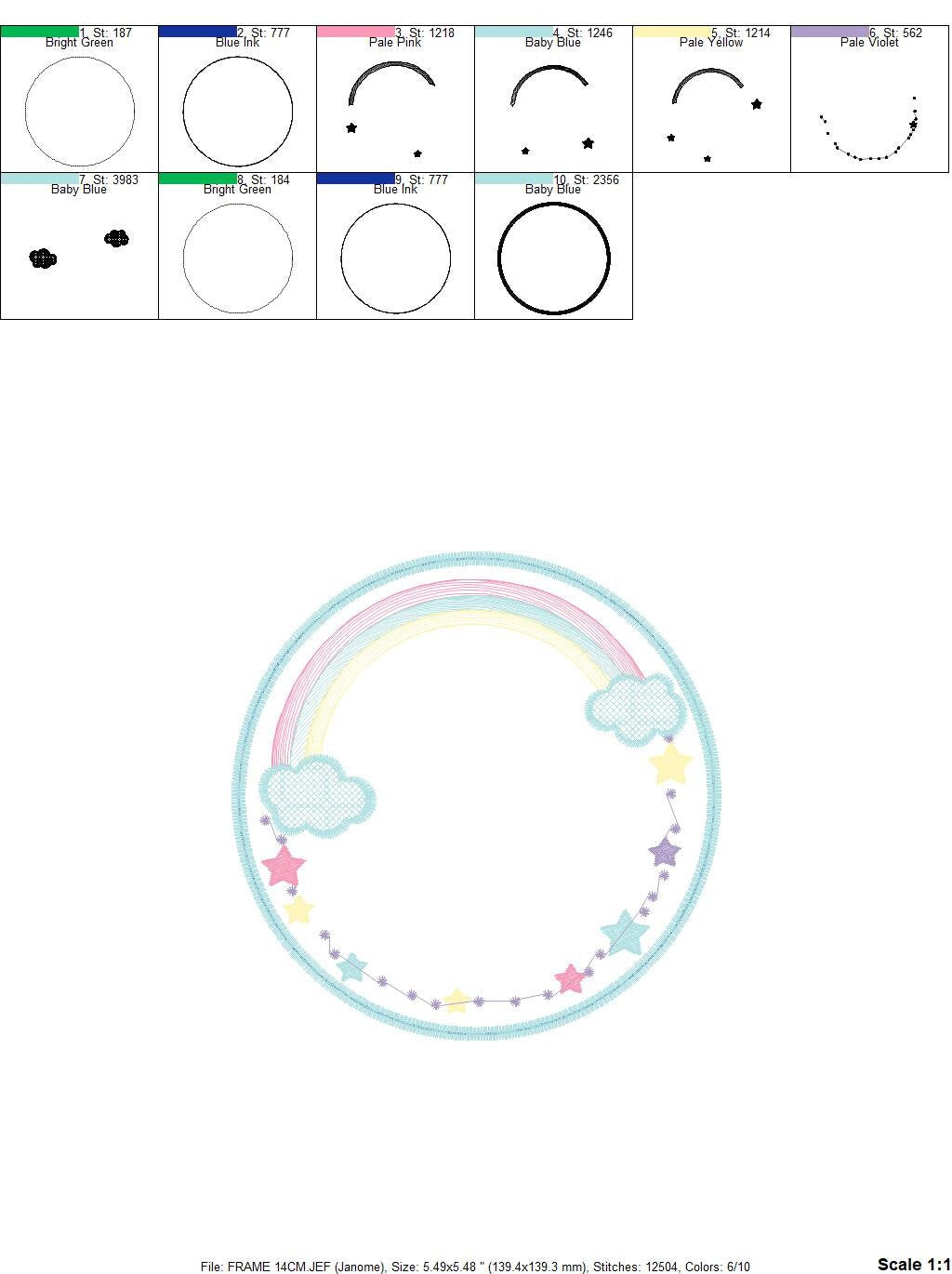 Rainbow Monogram Frame embroidery designs - Stars frame embroidery design machine embroidery pattern - Patch embroidery download pes jef hus - Marcia Embroidery