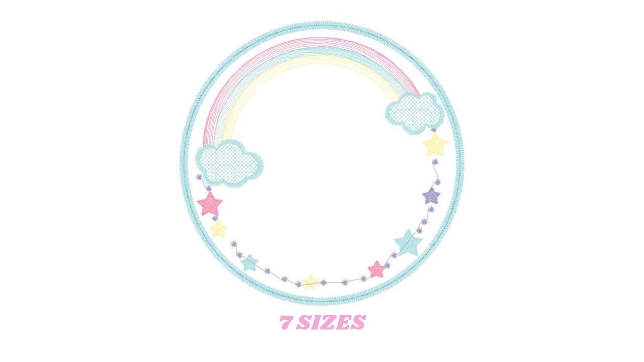 Rainbow Monogram Frame embroidery designs - Stars frame embroidery design machine embroidery pattern - Patch embroidery download pes jef hus - Marcia Embroidery