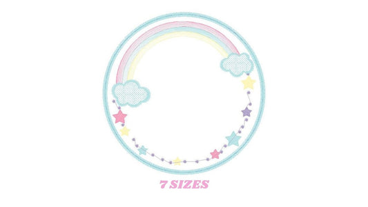 Rainbow Monogram Frame embroidery designs - Stars frame embroidery design machine embroidery pattern - Patch embroidery download pes jef hus