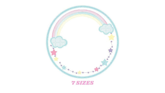 Rainbow Monogram Frame embroidery designs - Stars frame embroidery design machine embroidery pattern - Patch embroidery download pes jef hus
