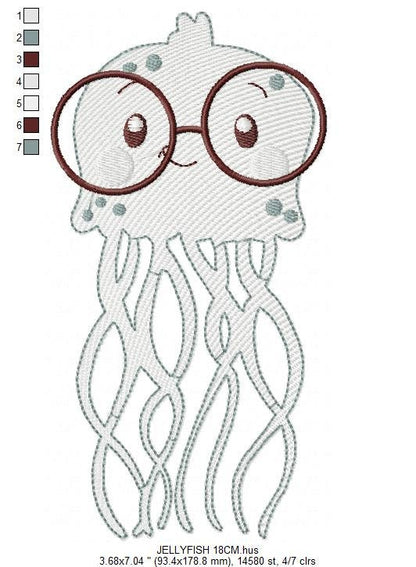 Jellyfish embroidery design - Sea animals embroidery designs machine embroidery pattern - Ocean animals embroidery file - instant download Marcia Embroidery
