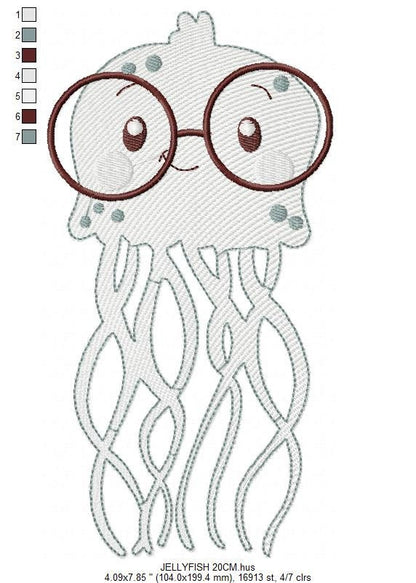 Jellyfish embroidery design - Sea animals embroidery designs machine embroidery pattern - Ocean animals embroidery file - instant download Marcia Embroidery