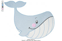 Load image into Gallery viewer, Whale embroidery designs - Fish embroidery design machine embroidery pattern - Ocean embroidery file - sea animal embroidery whale design
